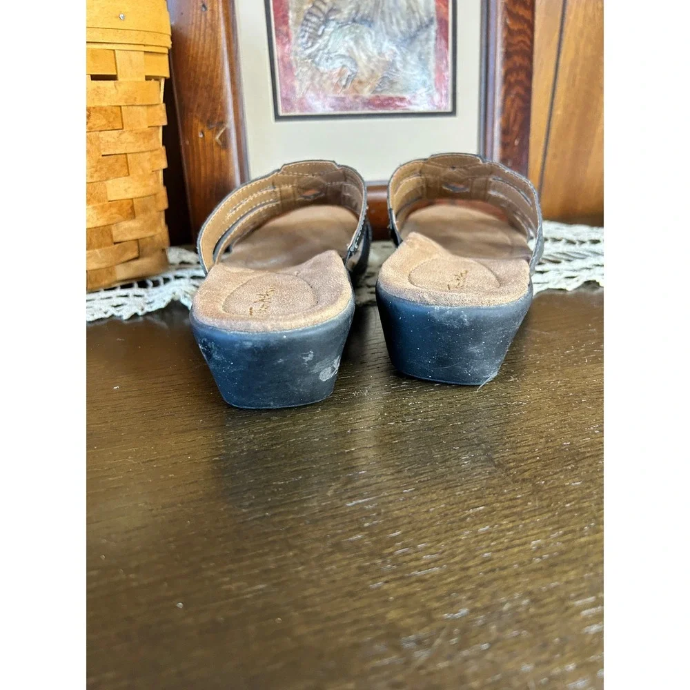Vintage Thom McAn Black‎ Wedge Sandals – 90's Style